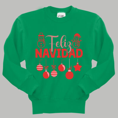 Youth Crewneck - Winter Holidays - Feliz Festive - Red Thumbnail