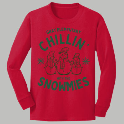 Youth Long Sleeve Shirt - Winter Holidays - Chillin' - Green Thumbnail