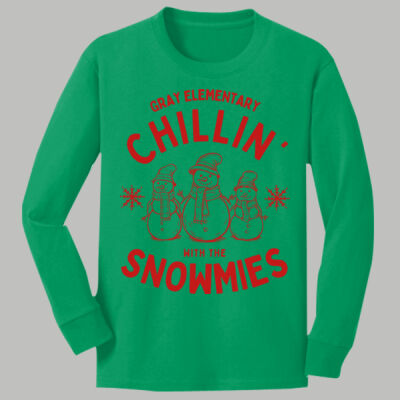 Youth Long Sleeve Shirt - Winter Holidays - Chillin' - Red Thumbnail