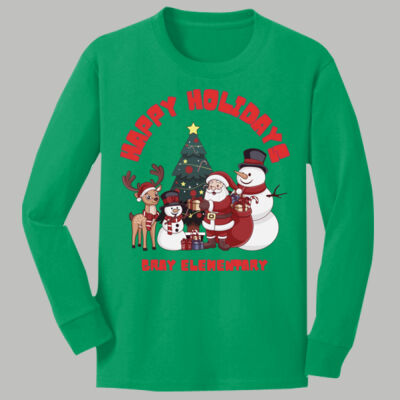 Youth Long Sleeve Shirt - Winter Holidays - Happy Holidays - Red Thumbnail