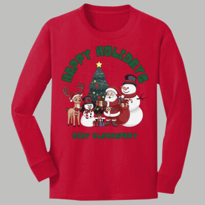 Youth Long Sleeve Shirt - Winter Holidays - Happy Holidays - Green Thumbnail