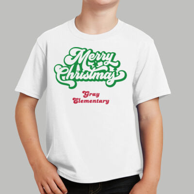 Youth T-Shirt - Winter Holidays - Merry Christmas - Green & Red Thumbnail