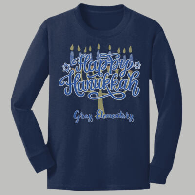 Youth Long Sleeve Shirt - Winter Holidays - Happy Hanukkah Thumbnail