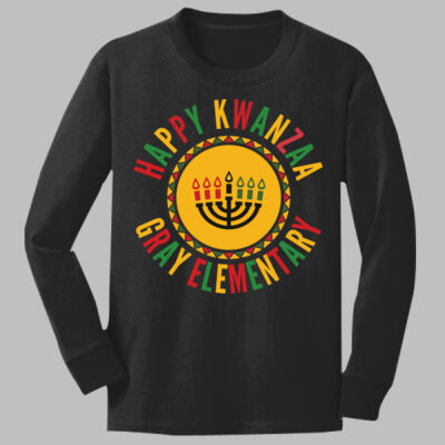 Youth Long Sleeve Shirt - Winter Holidays - Happy Kwanzaa Thumbnail