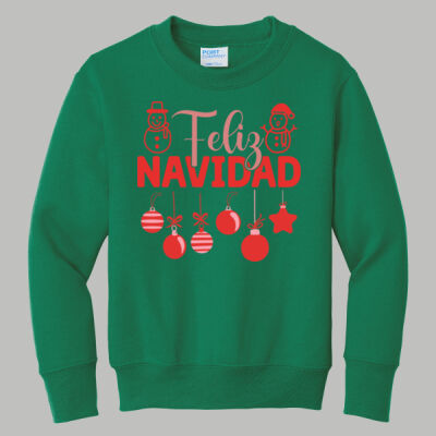 Youth Crewneck - Winter Holidays - Feliz Festive - Red Thumbnail