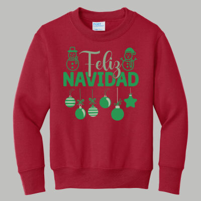 Youth Crewneck - Winter Holidays - Feliz Festive - Green Thumbnail