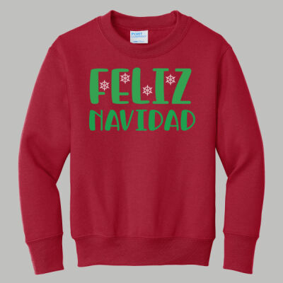 Youth Crewneck - Winter Holidays - Feliz Navidad - Green Thumbnail