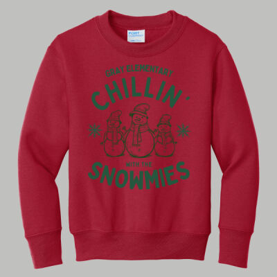 Youth Crewneck - Winter Holidays - Chillin' - Green Thumbnail