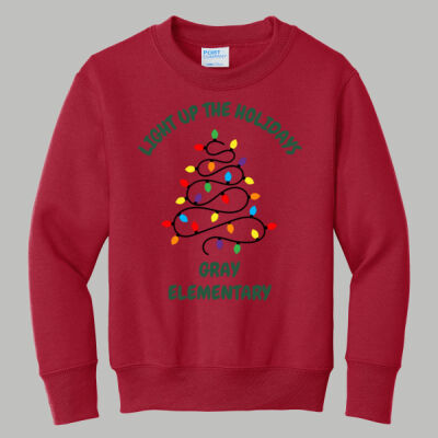 Youth Crewneck - Winter Holidays - Light Up - Green Thumbnail
